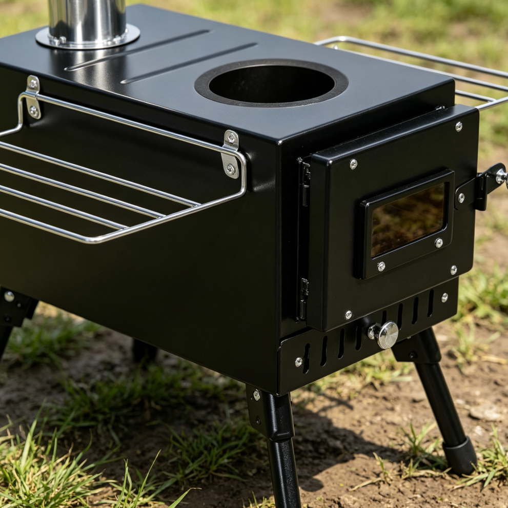 Hot Tent Stove with 7-Section Chimney Heat Control - Image 2