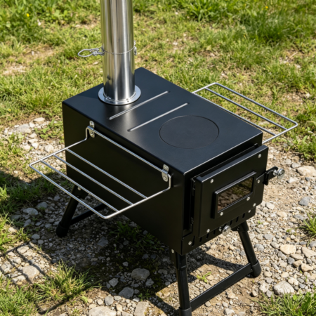 Hot Tent Stove with 7-Section Chimney Heat Control