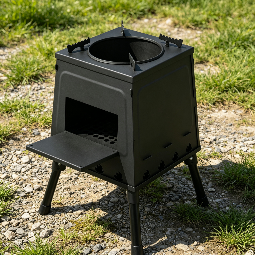 Large Lightweight Cast Iron Camp Stove Black - Image 2