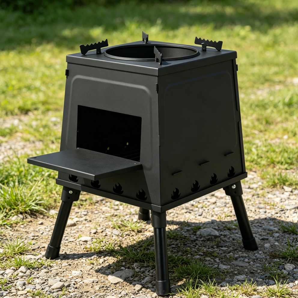 Large Lightweight Cast Iron Camp Stove Black