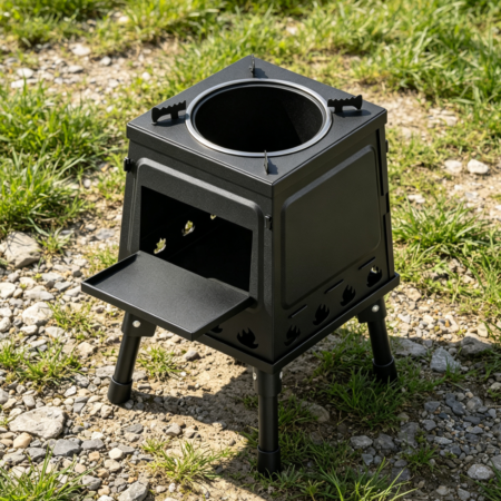 Compact Folding Twig Stove Black