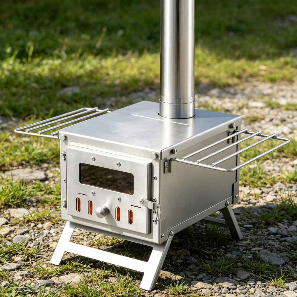 Stainless Tent Stove 640 cu in Firebox with 8 Chimney Pipes - Image 2