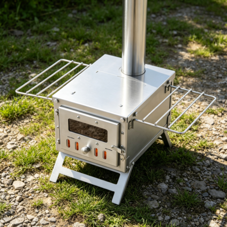 Stainless Tent Stove 640 cu in Firebox with 8 Chimney Pipes
