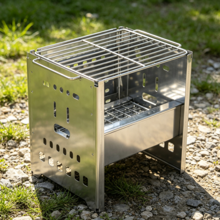 Folding Stainless Wood Stove with Grill Grate