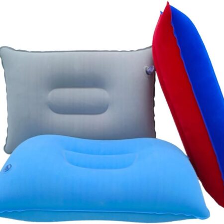 3 Pack Ultralight Inflatable Pillow Small Squared Flocked Fabric Air Pillow Beach Pillow for Camping,Napping,Desk Rest,Hiking,Traveling,Neck Lumbar Support