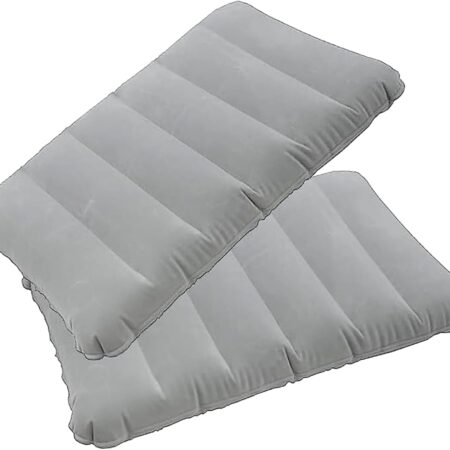 2 Pack Ultralight Inflatable Camping Pillow Squared Flocked Fabric Air Pillow for Hiking,Traveling,Napping,Desk Rest,Beach Neck Lumbar Support