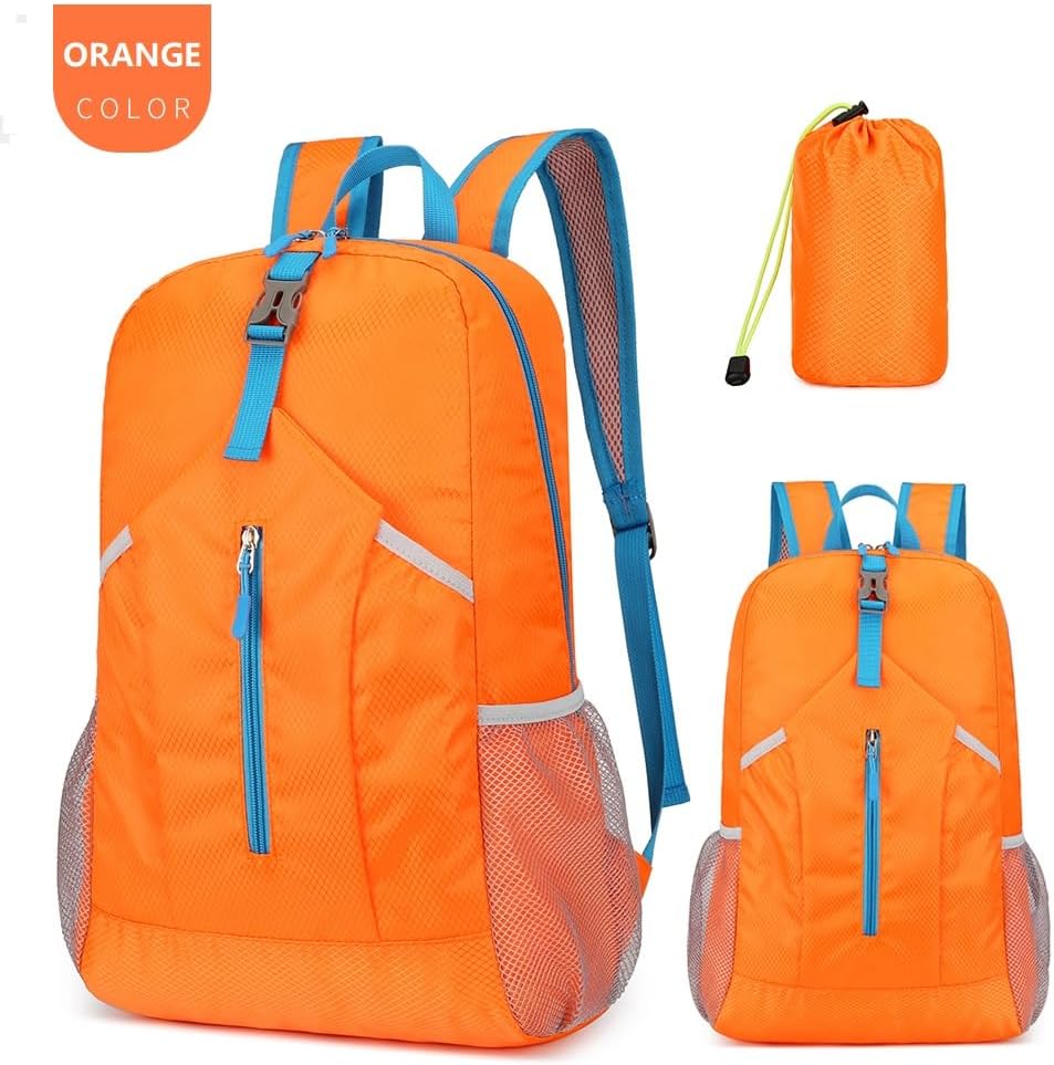 Orange 25L Foldable Water-Resistant Hiking Daypack - Image 2