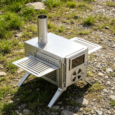 304 Stainless View-Glass Wood Stove with 8 Chimney Pipes