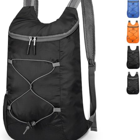 Black/Gray Ultralight Foldable Waterproof Travel Hiking Backpack